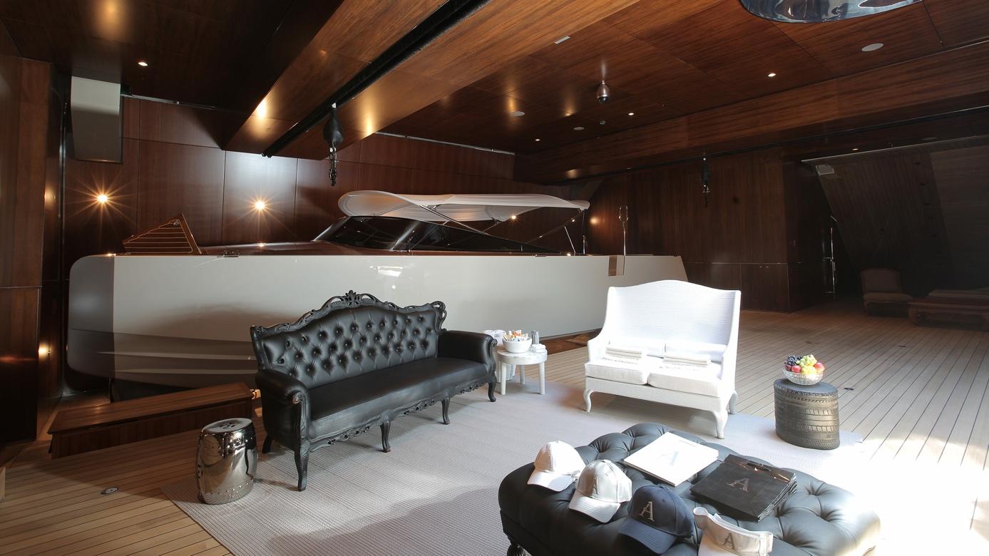 Inside the tender garage on board Motor Yacht A