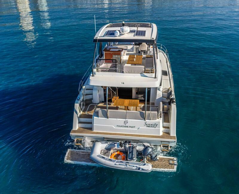 Motor catamaran at sea